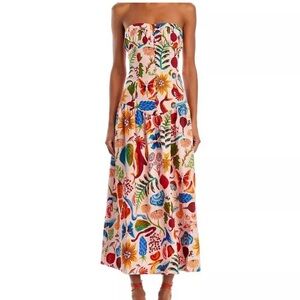 FARM RIO!!! Floral Strapless Maxi Dress